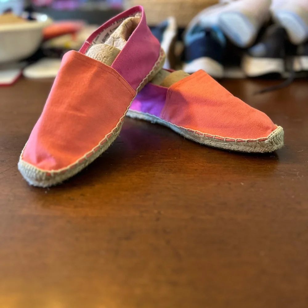 Soludols pink & orange The Summer size 40 canvas flat esprilidille‎ slipper